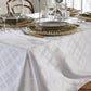 Toalha de Mesa Retangular Döhler Jacquard Requinte II 1,60×2,70 m – 100% Poliéster, Elegante, Durável, Para Mesa de 8 Lugares – Branco