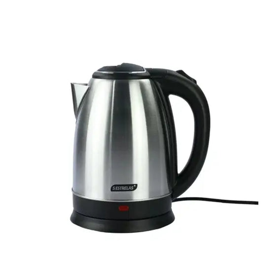 Chaleira Elétrica Inox 1,8 L 220 V – 5 Estrelas Preta/Inox | Base Giratória e Desligamento Automático