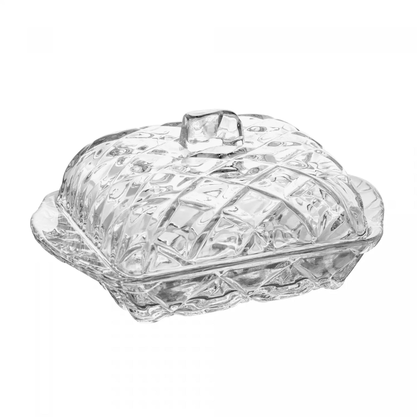 Manteigueira de Cristal 17 x 10,5 x 8 cm Lyor Deli Diamond com Tampa – Porta-Manteiga Elegante, Cristal de Alta Transparência, 480 ml, 17 × 10,5 × 8 cm – Design Premium para Mesa Posta
