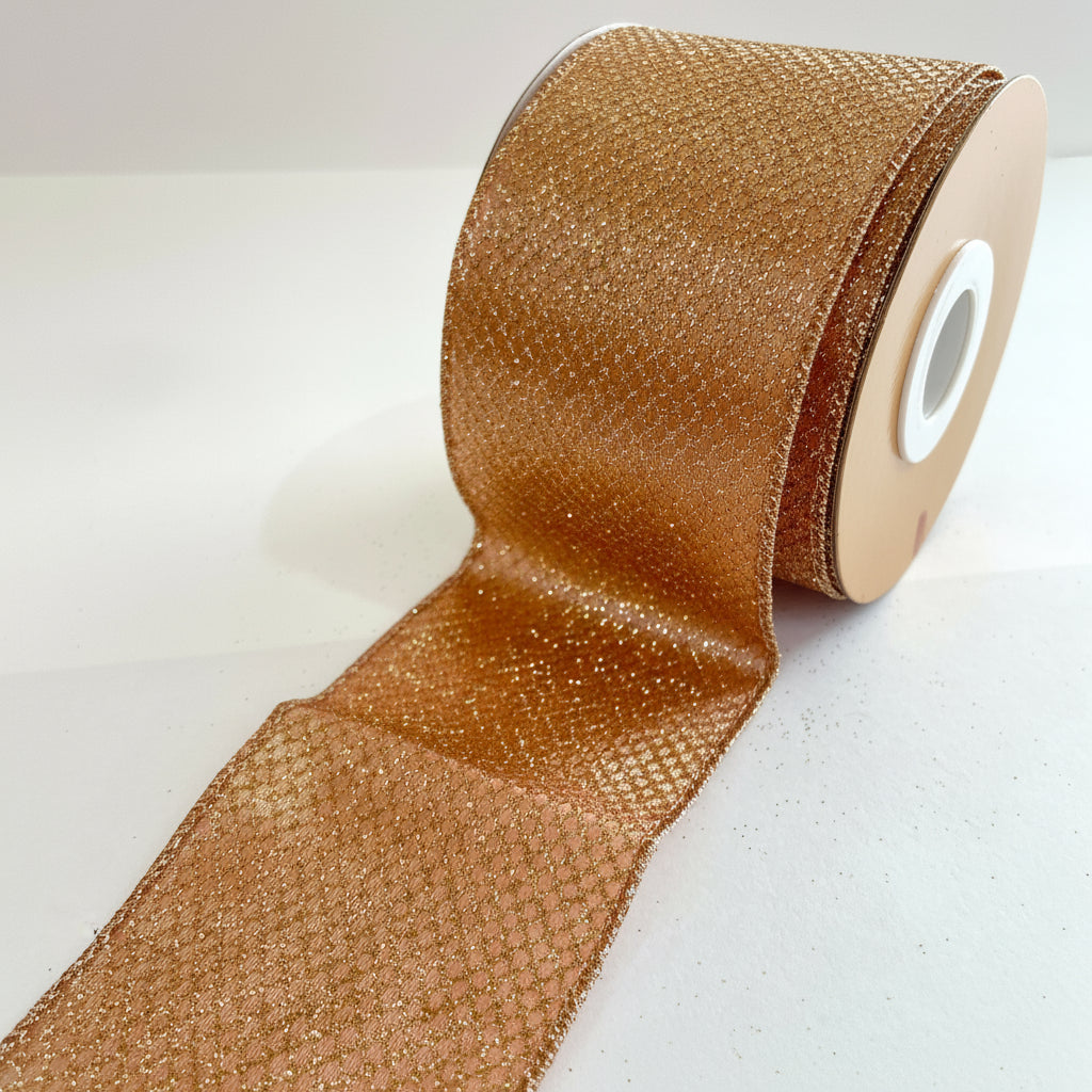 Fita Aramada em Linho com Glitter 6,3 cm × 9,14 m FlorArte | Ideal para Laços, Presentes e Decoração de Natal