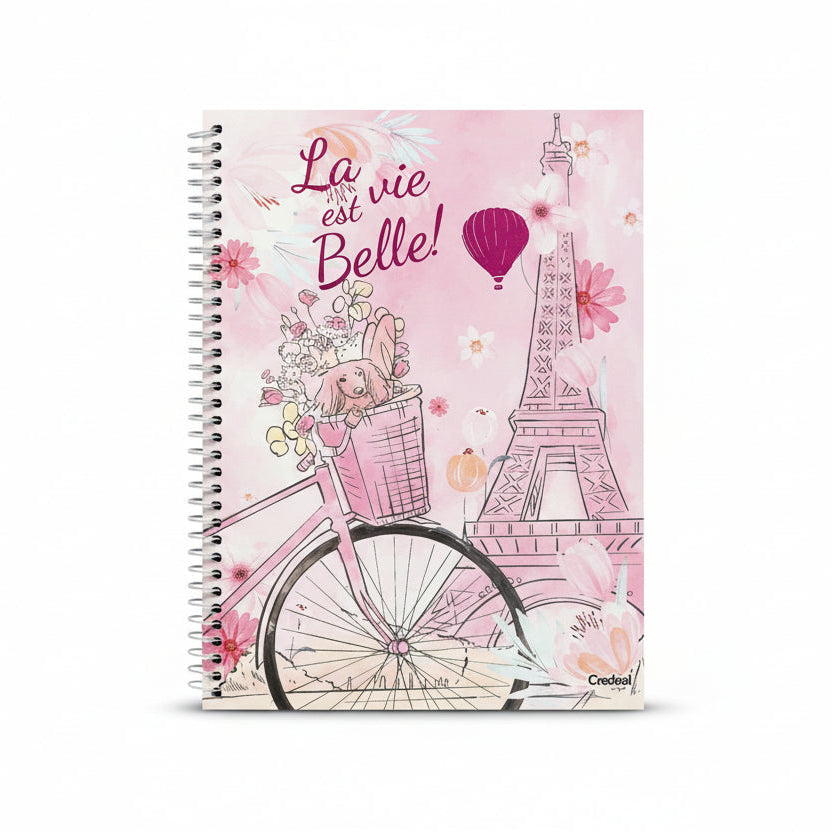 Caderno Bella Paris 1 Matéria 80 Folhas Espiral Credeal Capa Dura Universitário