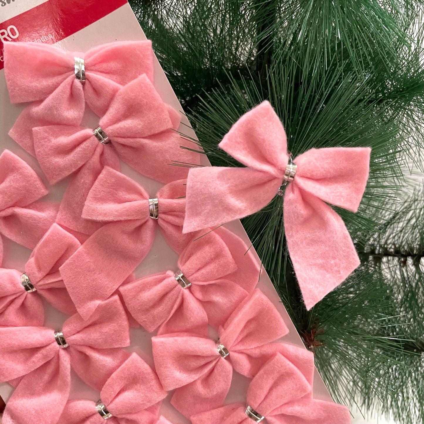 Kit Laços de Natal Rosa 5,5 cm Master Christmas – 12 Peças para Árvore e Presentes