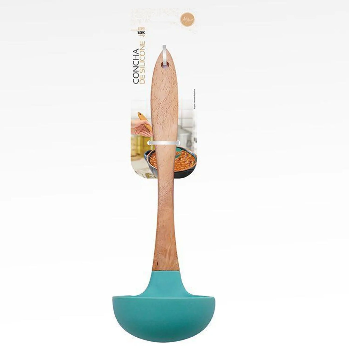 Concha de Silicone 32 cm Art House Work Candy ZG132-A – Cabo de Madeira + Silicone Resistente, Utensílio Antiaderente Colorido