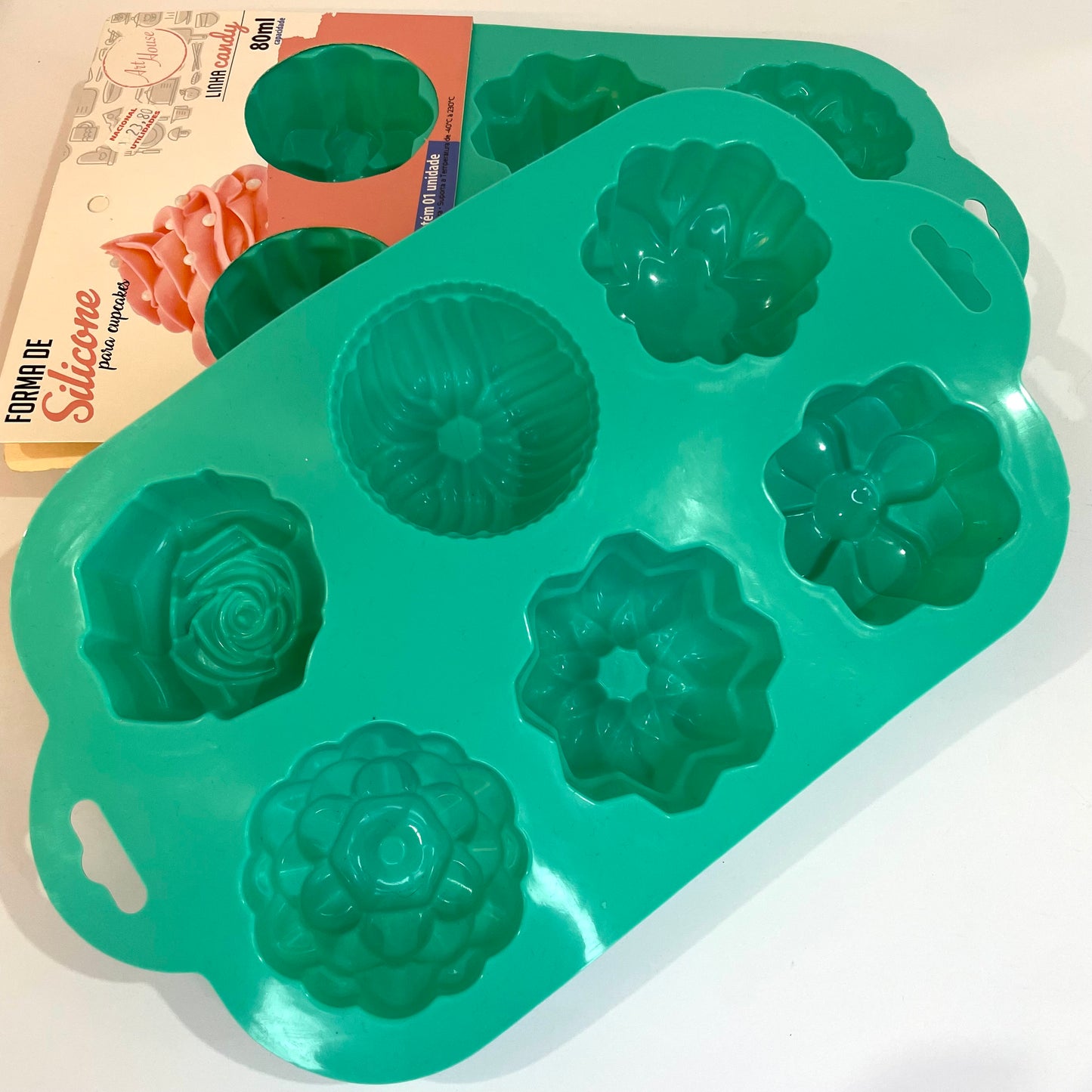 Forma de Silicone para Cupcakes 80 ml – 6 Cavidades - Linha Candy | Art House