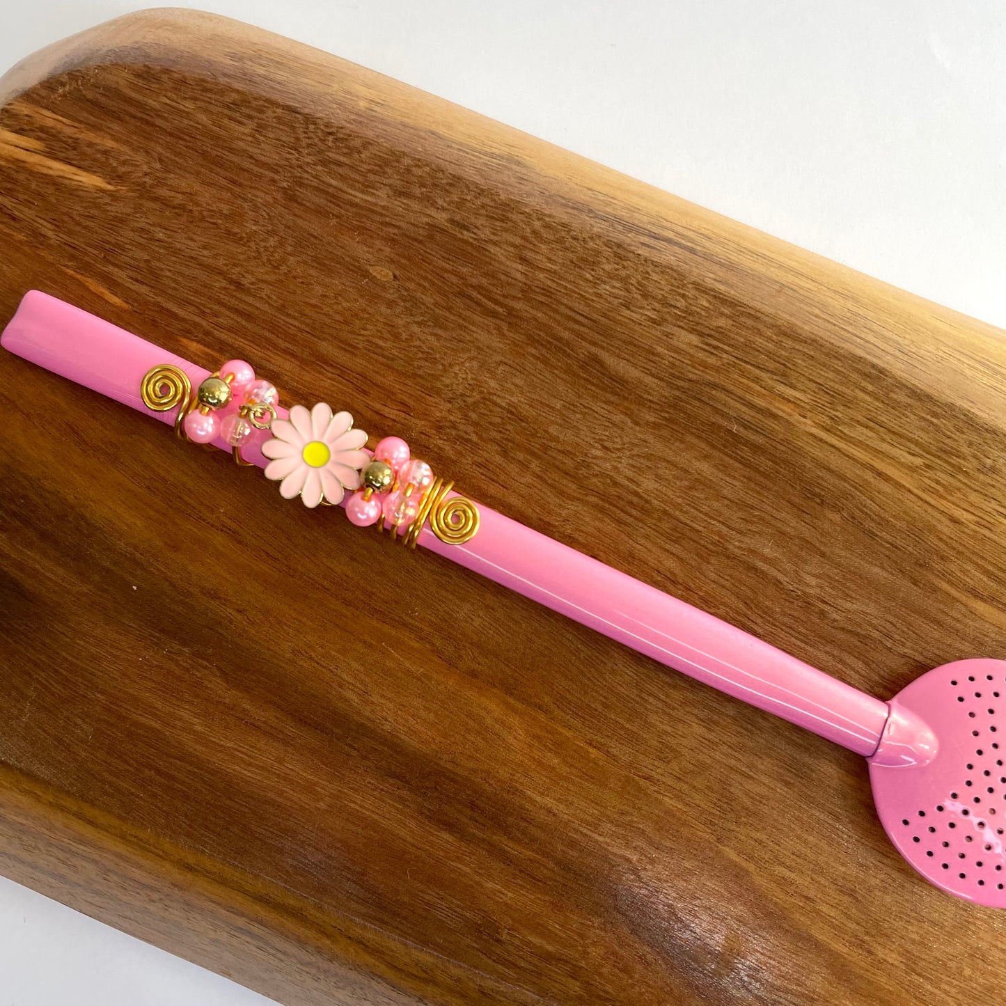 Bomba Chimarrão Inox Rosa Sem Rosca 20 cm com Pingente – Matetri
