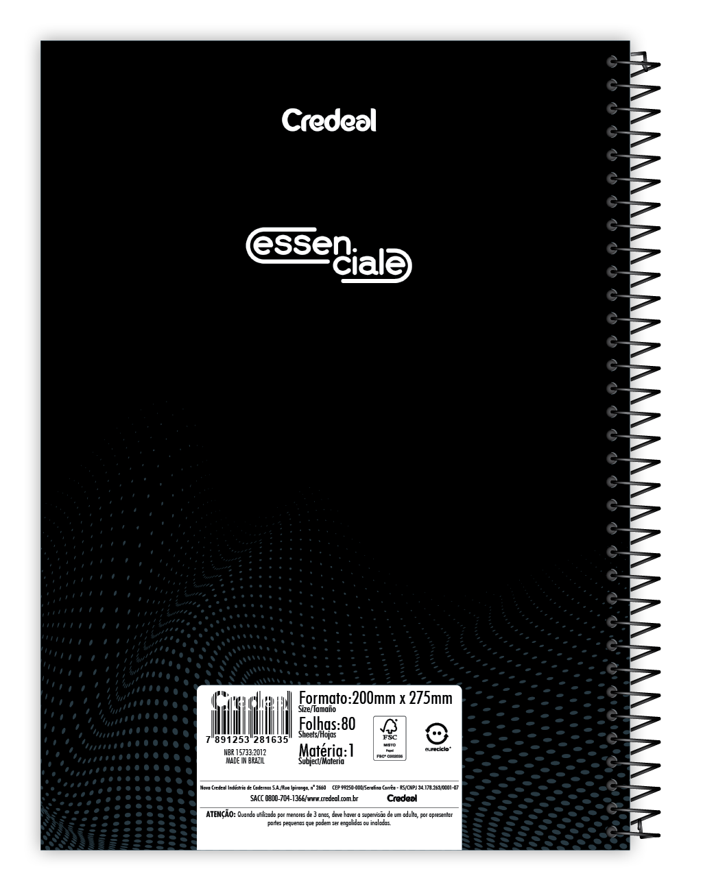 Caderno Essenciale | 8 Opções de Capas | Universitário Capa Dura 1 Matéria 80 Folhas | Credeal
