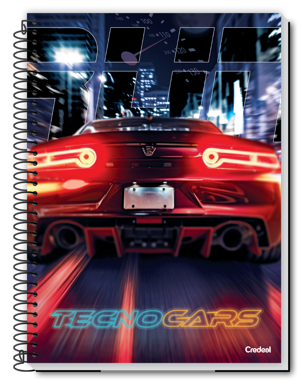 Caderno TecnoCars | Universitário Capa Dura 1 Matéria 96 Folhas | Credeal