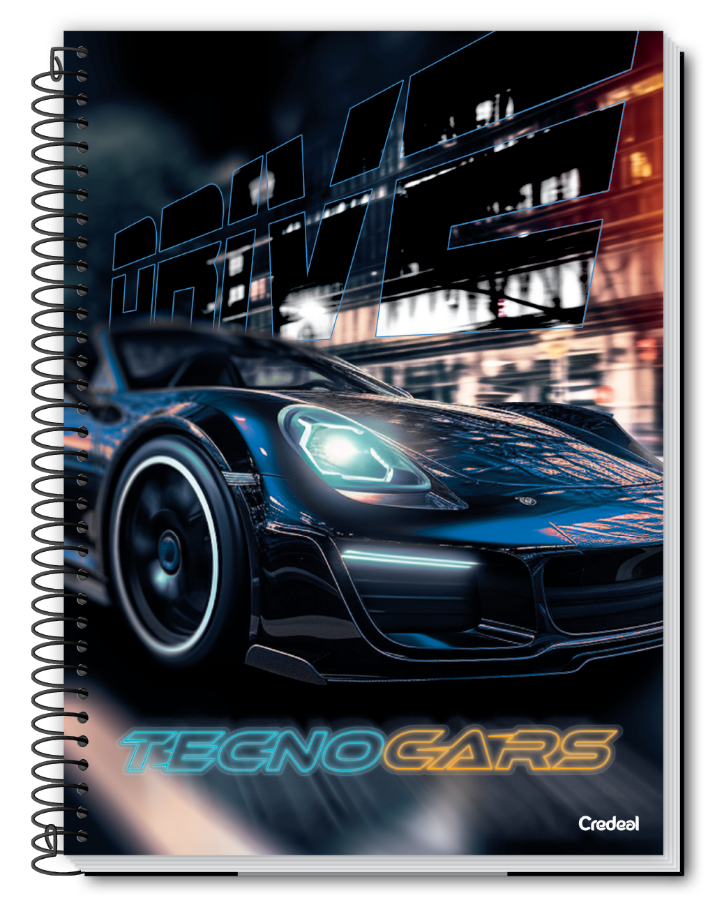 Caderno TecnoCars | Universitário Capa Dura 1 Matéria 96 Folhas | Credeal