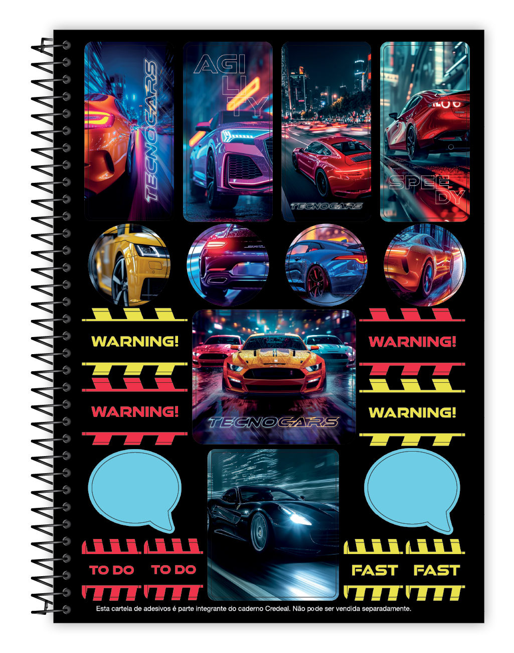 Caderno TecnoCars | Universitário Capa Dura 1 Matéria 96 Folhas | Credeal