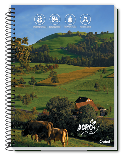 Caderno Agro+ | Universitário Capa Dura 1 Matéria 80 Folhas | Credeal