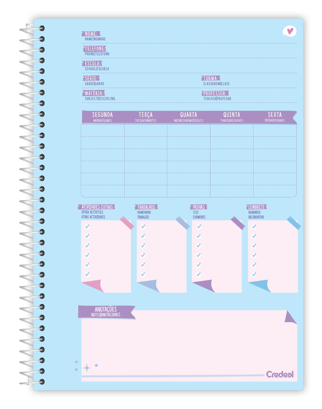 Caderno Be-Magnetic | Universitário Capa Dura 1 Matérias 80 Folhas | Credeal