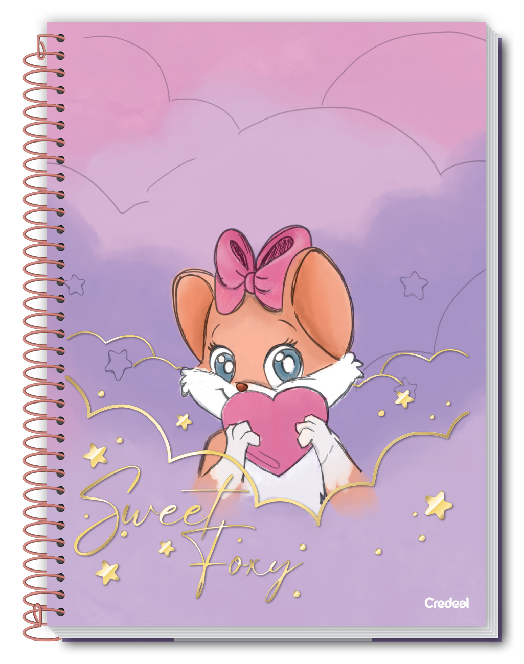 Caderno Foxy Teen | Universitário Capa Dura 1 Matéria 80 Folhas | Credeal