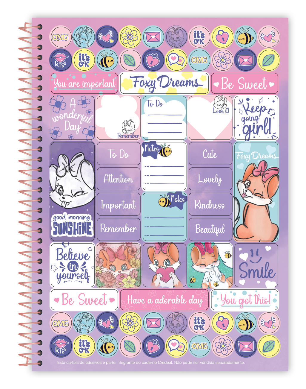 Caderno Foxy Teen | Universitário Capa Dura 1 Matéria 80 Folhas | Credeal
