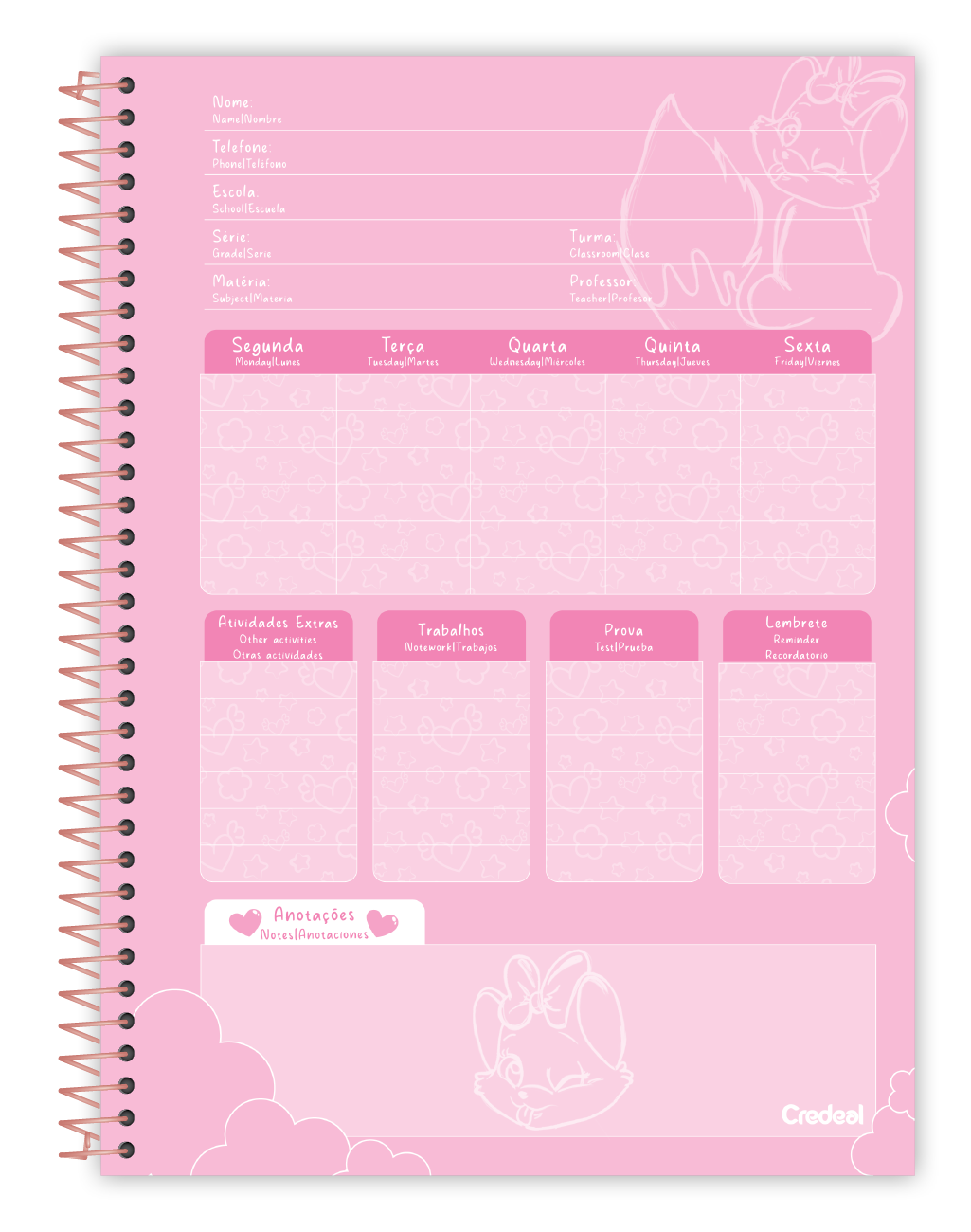 Caderno Foxy Teen | Universitário Capa Dura 1 Matéria 80 Folhas | Credeal