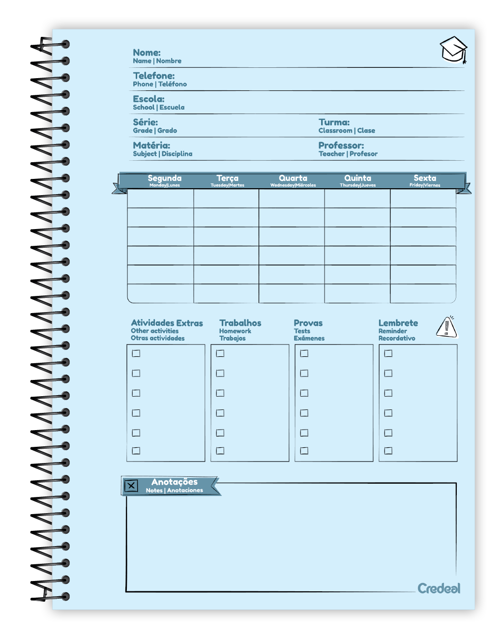 Caderno Original Arts | Universitário Capa Dura 1 Matérias 80 Folhas | Credeal
