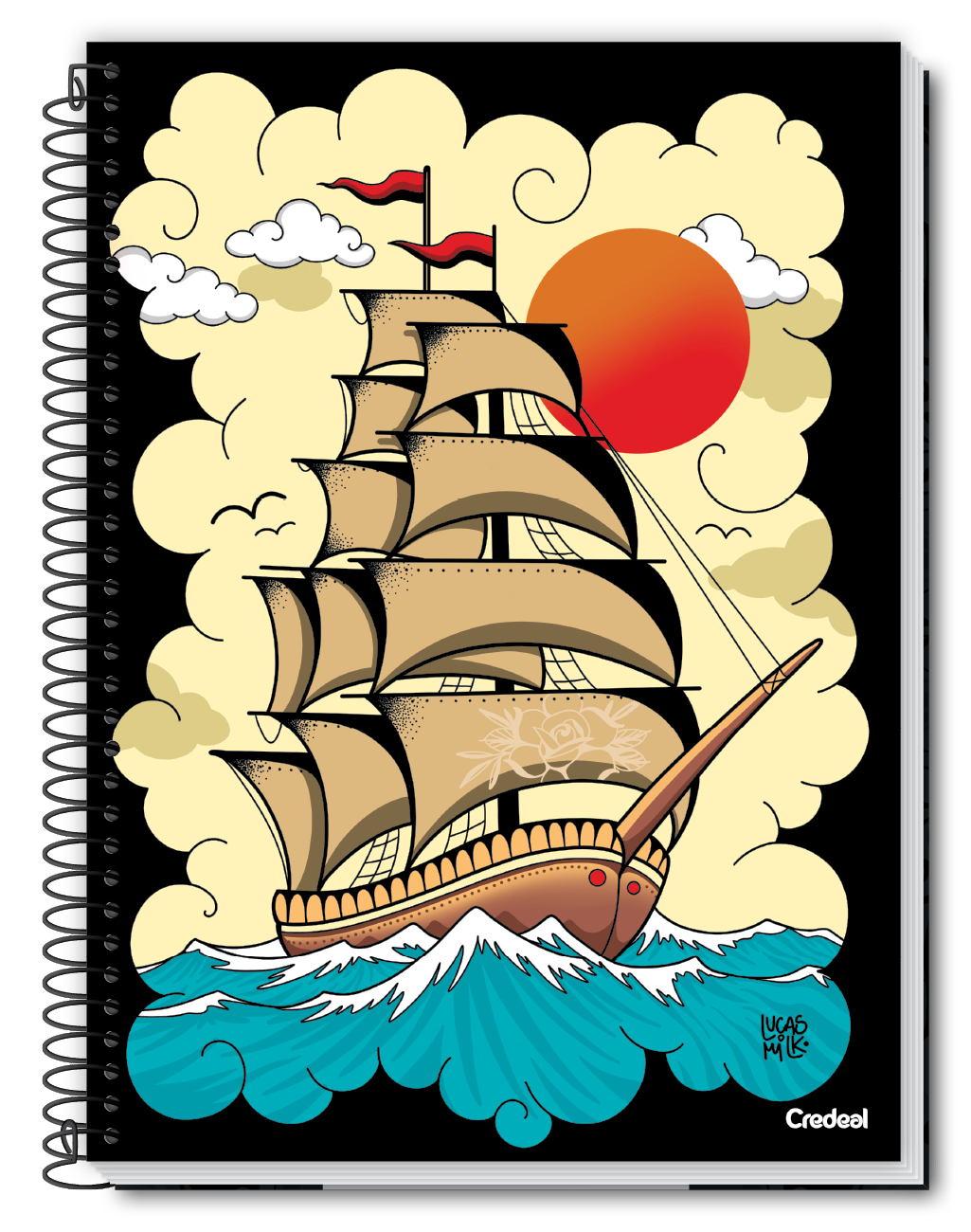 Caderno Original Arts | Universitário Capa Dura 1 Matérias 80 Folhas | Credeal