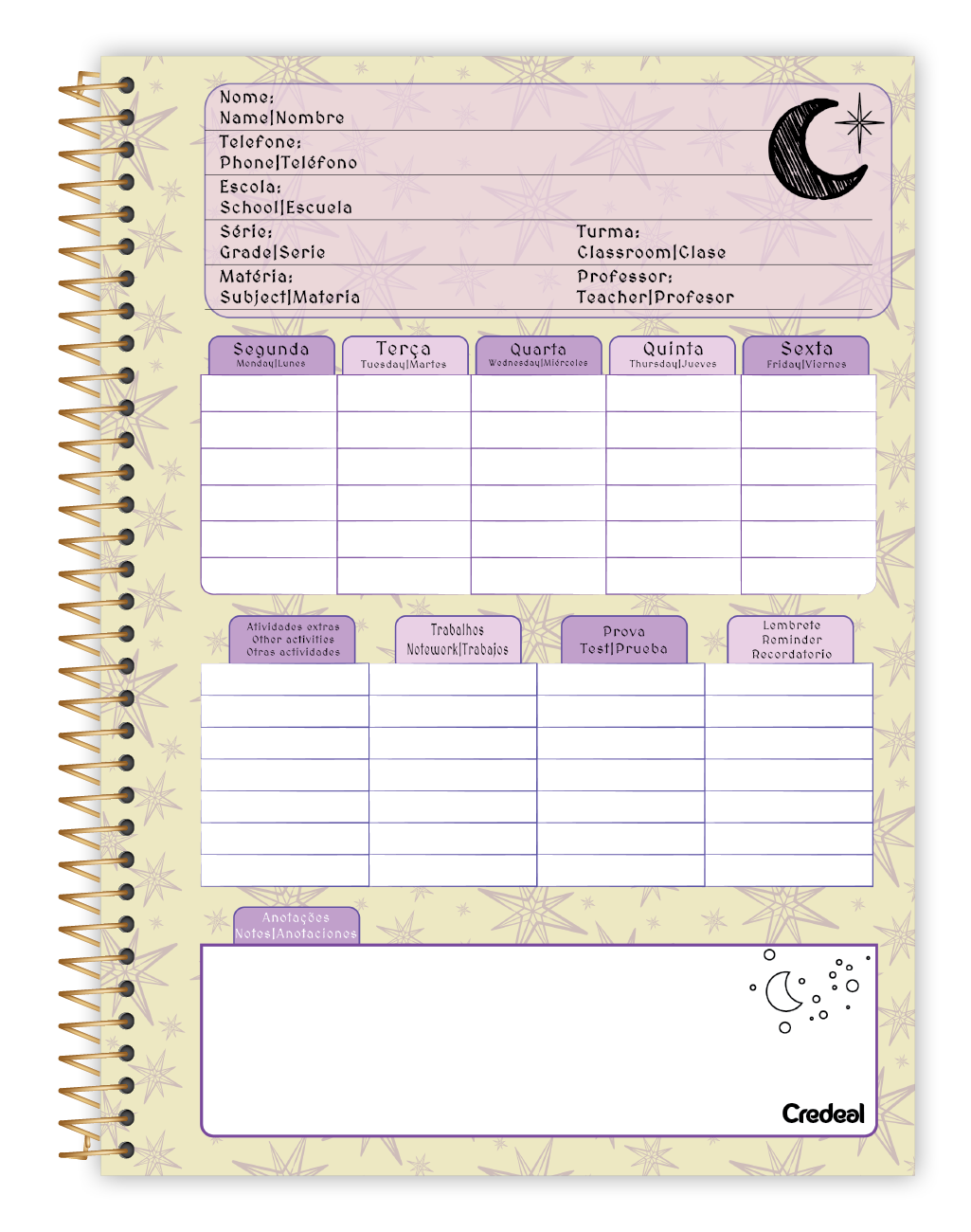 Caderno Stamp | Universitário Capa Dura 1 Matérias 80 Folhas | Credeal
