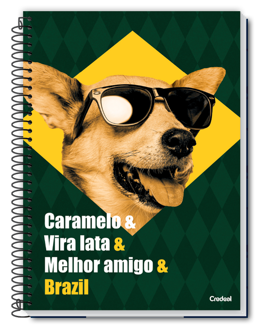 Caderno Vida de Pet 80 Folhas 1 Matéria Universitário Credeal – Capa Dura, Espiral – Design Pet Adorável