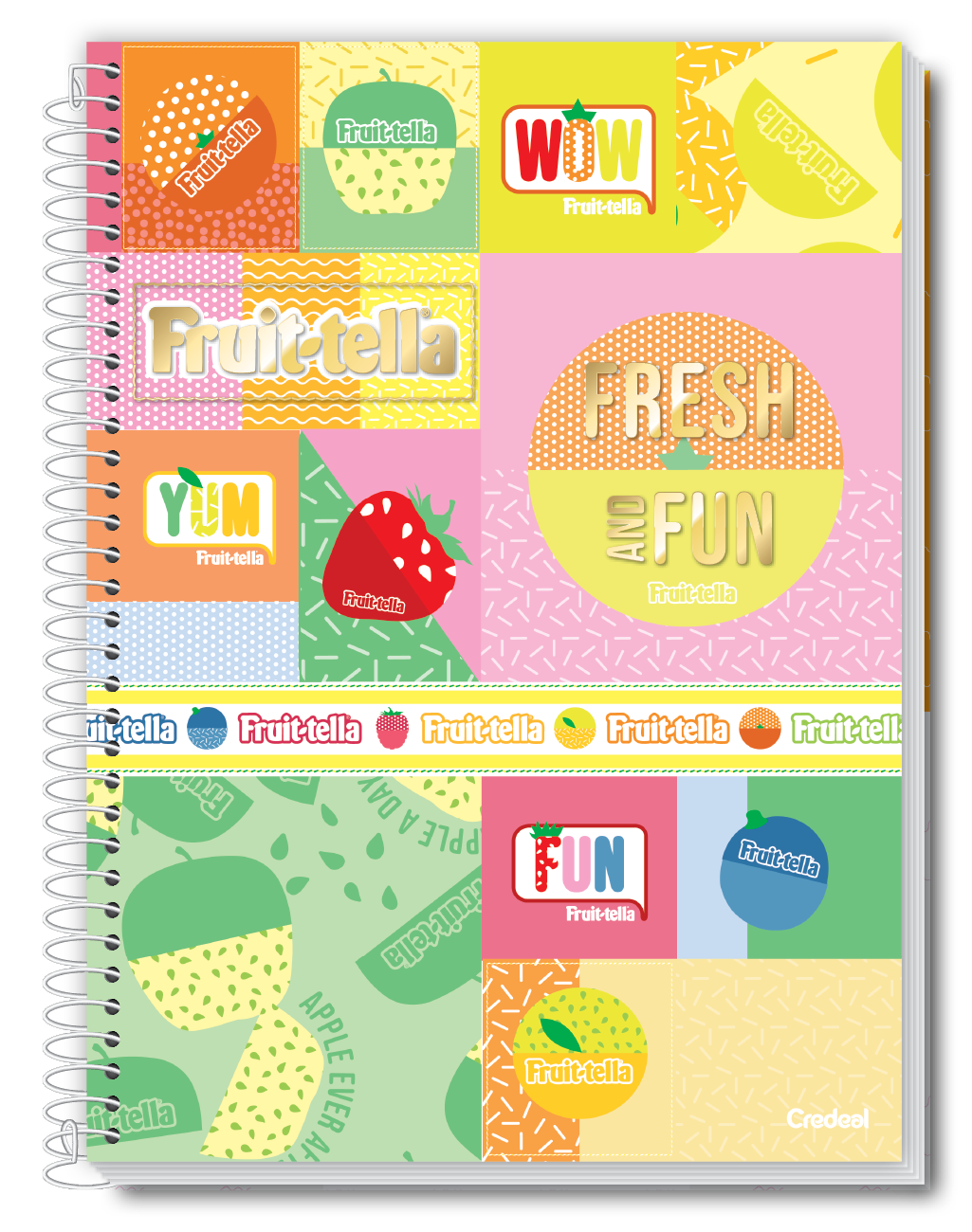Caderno Fruit-Tella | Universitário Capa Dura 10 Matérias 160 Folhas | Credeal