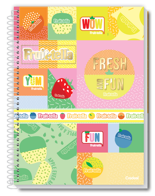 Caderno Fruit-Tella | Universitário Capa Dura 1 Matérias 80 Folhas | Credeal