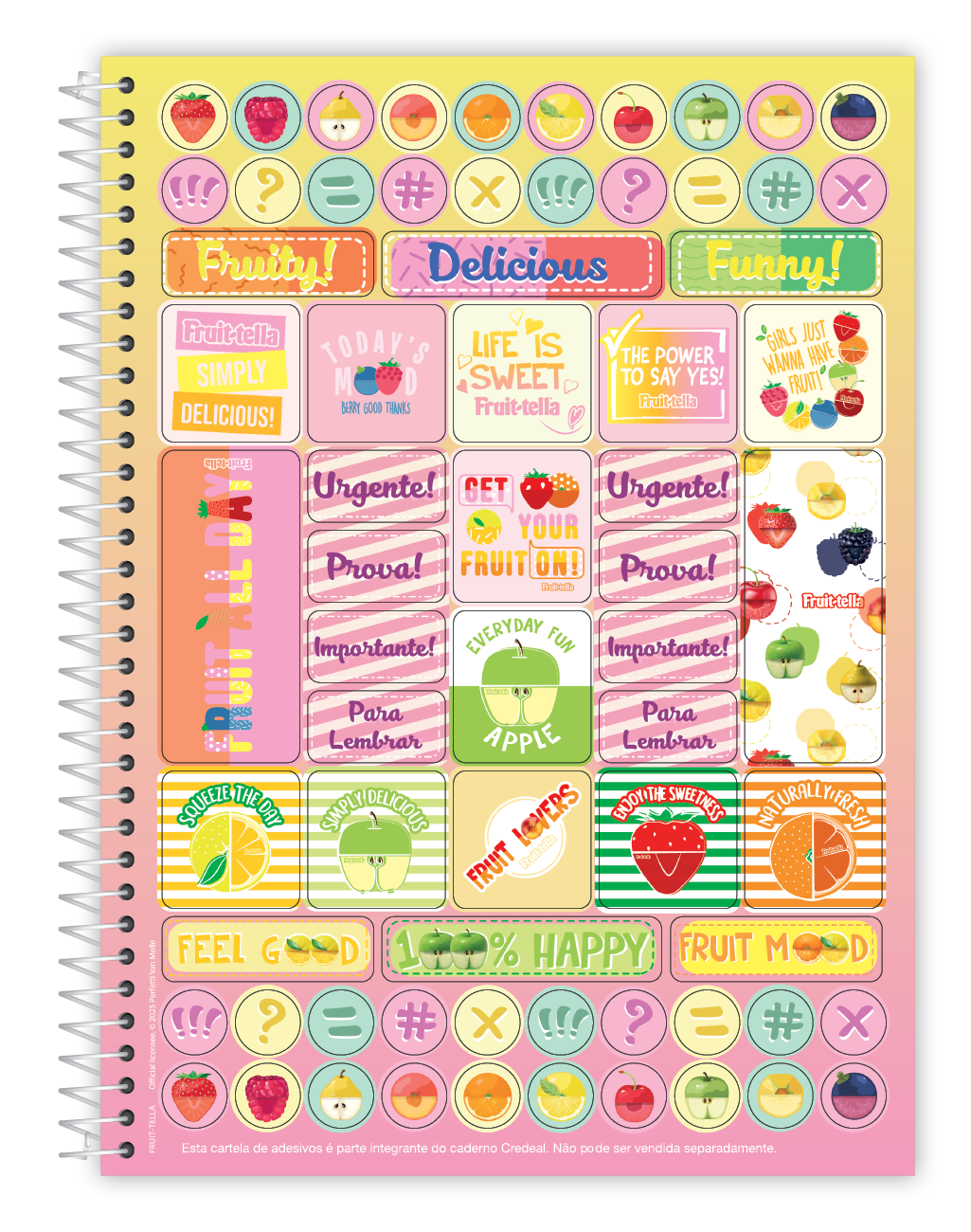 Caderno Fruit-Tella | Universitário Capa Dura 10 Matérias 160 Folhas | Credeal