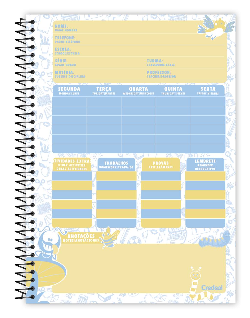 Caderno Smilinguido | Universitário Capa Dura 1 Matéria 80 Folhas | Credeal