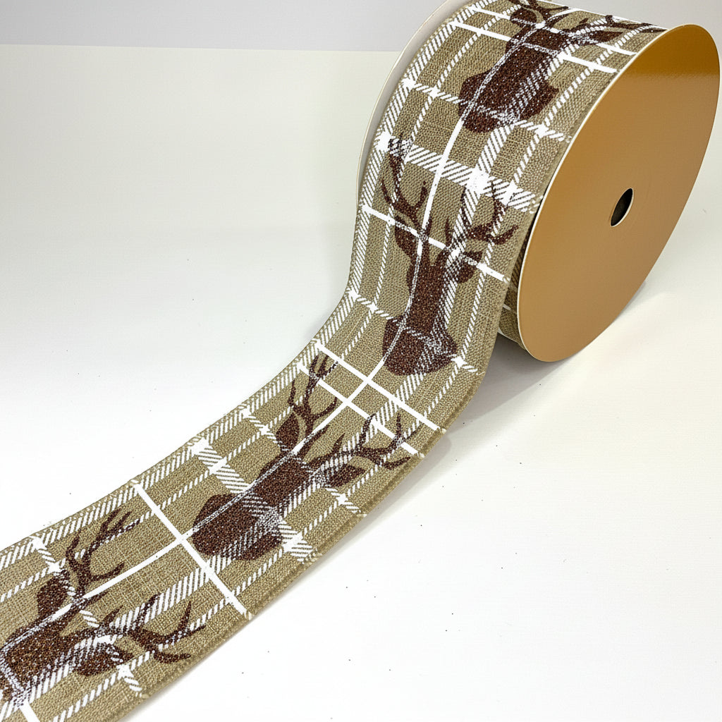 Fita Aramada Natal com Glitter FlorArte – Tema Rena – 6,3 cm x 9,14 m – Decoração Árvores, Laços e Arranjos