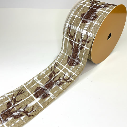 Fita Aramada Natal com Glitter FlorArte – Tema Rena – 6,3 cm x 9,14 m – Decoração Árvores, Laços e Arranjos