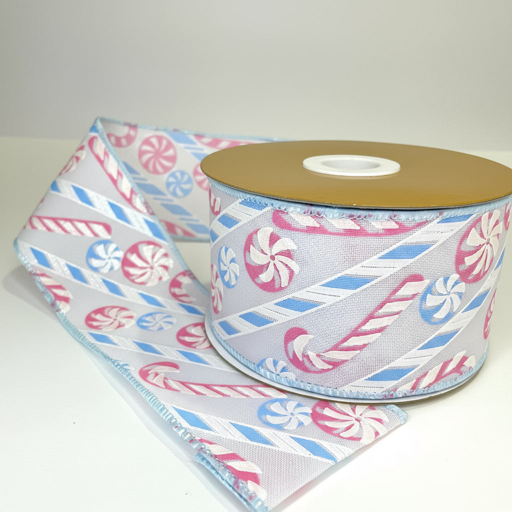 Fita Aramada FlorArte 6,3 cm×9,14 m – Rolo Decorativo Rosa e Azul – Laços & Arranjos