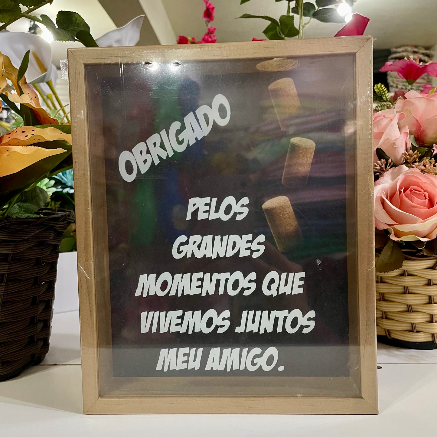 Quadro Porta Rolha 20 x 25 - Obrigado Pelos Grandes Momentos |  Molduminas
