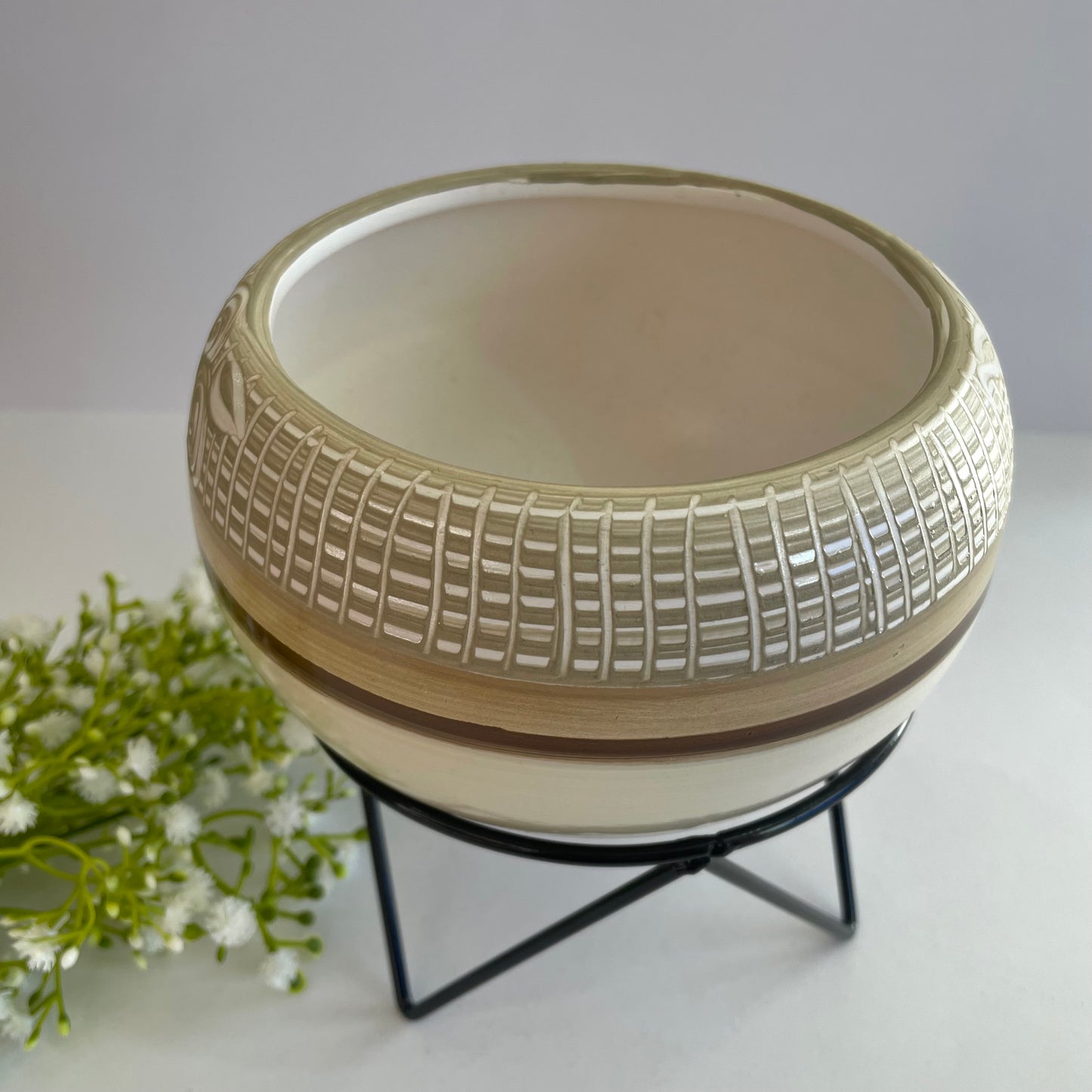Cachepot Decorativo G em Cerâmica com Suporte Cristal – Star Bella