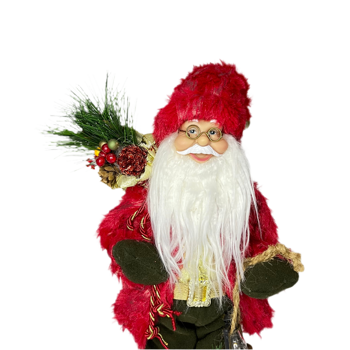 Papai Noel em Pé 30 cm Vermelho, Verde e Dourado - Decoração de Natal | Magizi