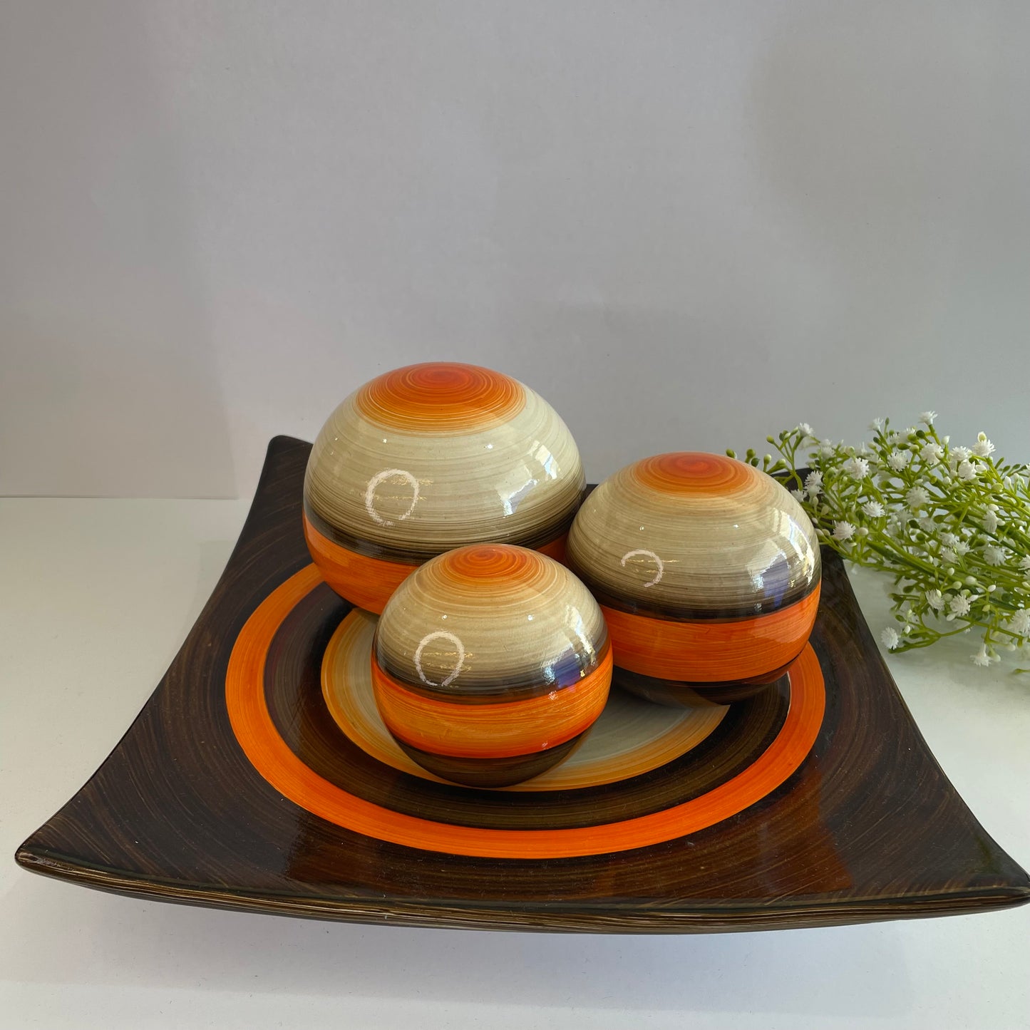 Trio de Esferas Decorativas em Cerâmica – Star Bella
