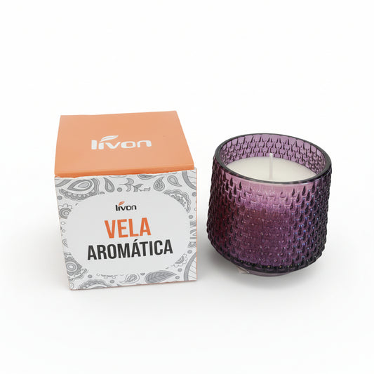 Vela Aromática Livon 8×7 cm – Vela Perfumada de Parafina em Copo de Vidro Decorativa para Ambiente, Casa, Sala, Quarto, Presente