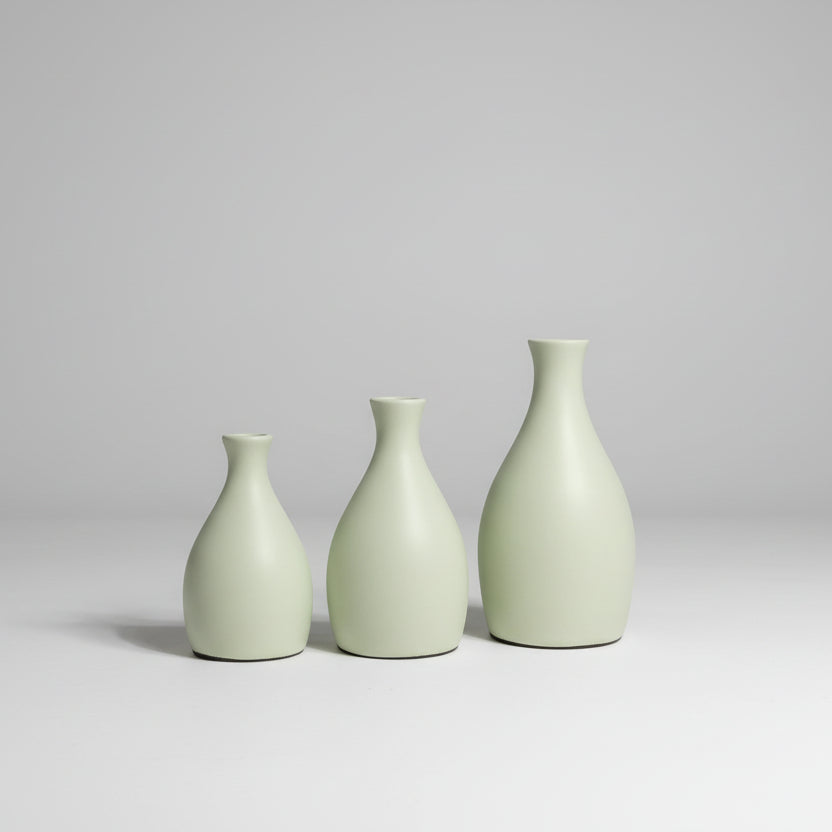 Trio de Vasos de Cerâmica Decorativos StarBella – Conjunto de 3 Vasos Bojudos (13×7 | 16×7,5 | 18×8,5 cm) – Decoração Casa, Sala, Mesa e Estantes