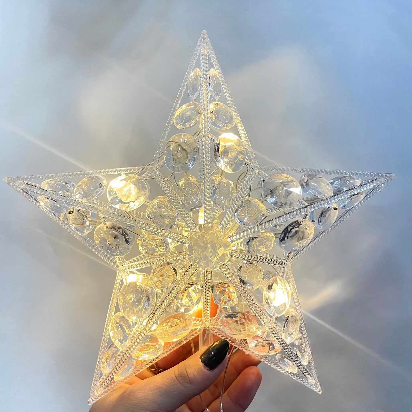 Ponteira Estrela Vazada para Árvore de Natal Lúmina Home – 21 LEDs Branco Quente 220 V | Iluminação Natalina Decoração Premium