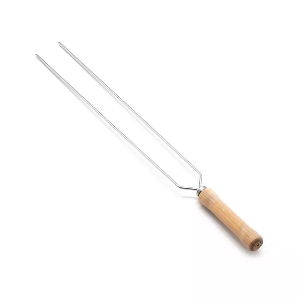 Espeto Duplo Churrasco 55 cm – Aço Cromado | Cabo Madeira | Condor