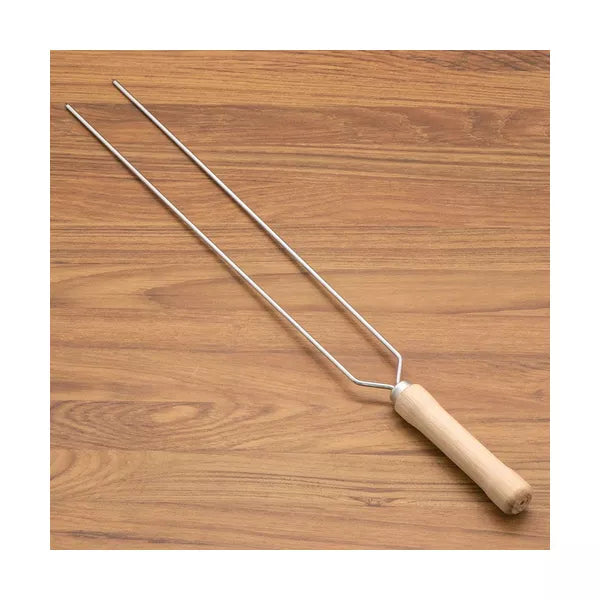 Espeto Duplo Churrasco 55 cm – Aço Cromado | Cabo Madeira | Condor