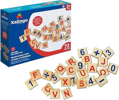 Jogo Educativo Brincando com Letras e Números 72 Peças - Madeira Reflorestada | Xalingo