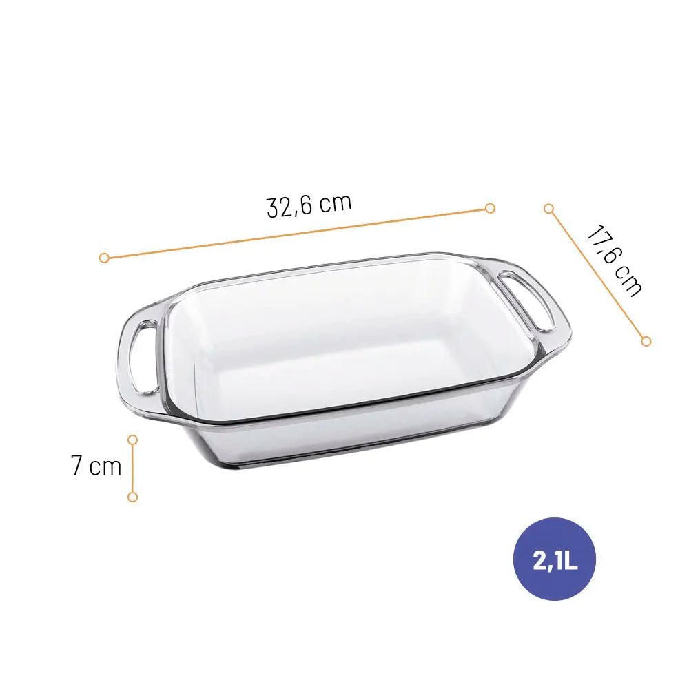 Assadeira Vidro Retangular Seletta 2,1 L Marinex – Nadir | Com Alças