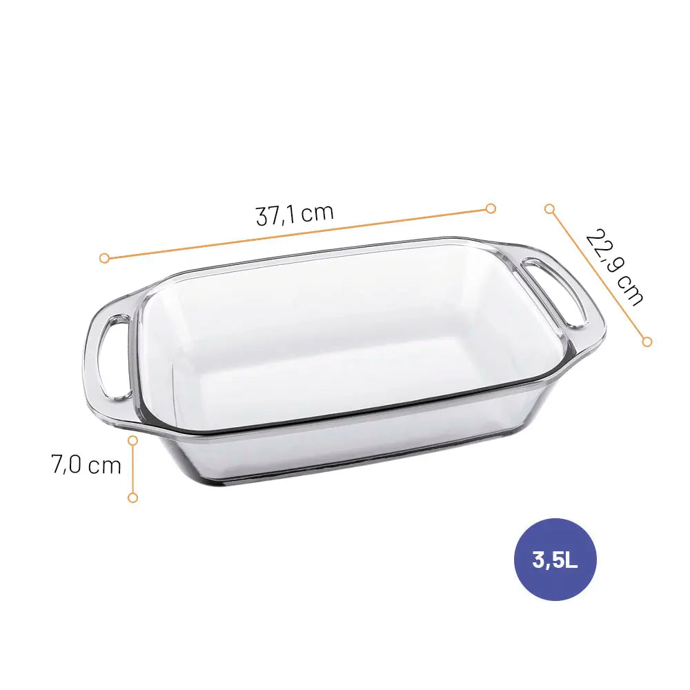 Assadeira Vidro Seletta 3,5 L Marinex – Nadir | Retangular com Alças