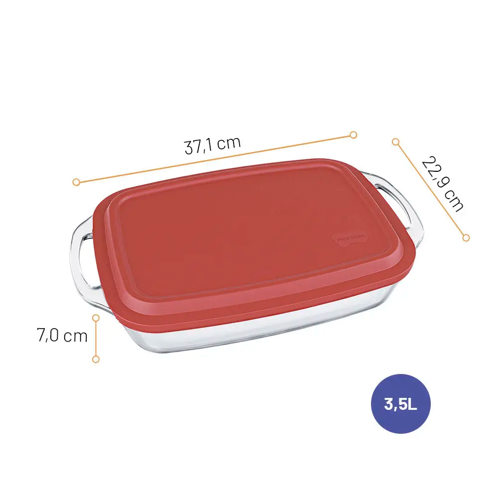 Assadeira Vidro Seletta 3,5 L com Tampa – Marinex Nadir | Forno & Micro‑ondas