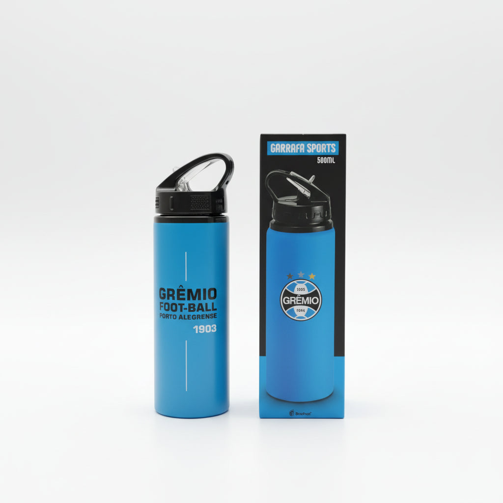 Garrafa Esportiva Grêmio 500 ml – Alumínio Decorado Oficial | Livre de BPA | Brasfoot Presentes 13033