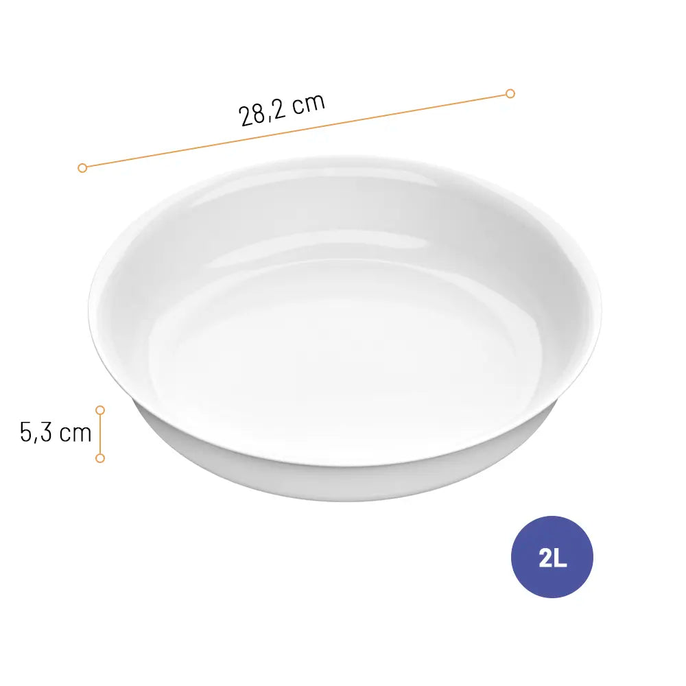 Assadeira Redonda Branca Marinex Opaline de 2 Litros | Nadir