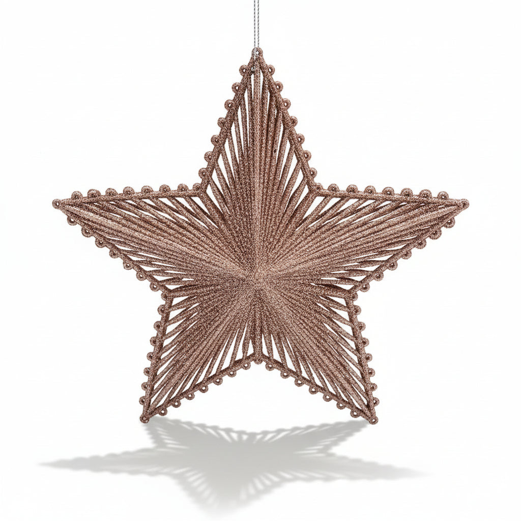 Enfeite Natal Estrela Rosê Glitter 19 cm – FlorArte Decoração de Natal