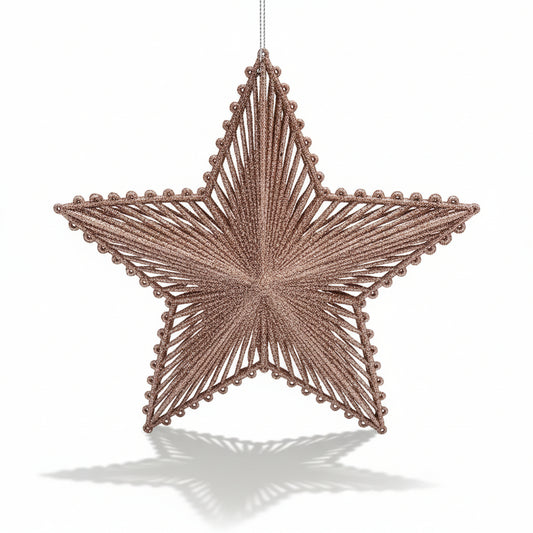Enfeite Natal Estrela Rosê Glitter 19 cm – FlorArte Decoração de Natal
