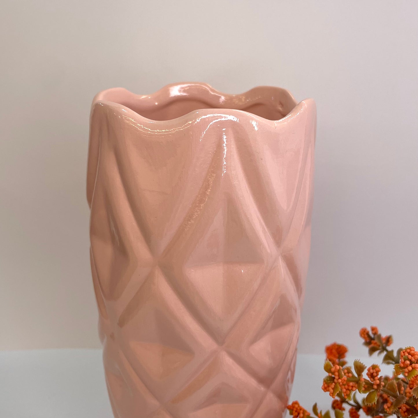 Vaso Losango 22 cm em Cerâmica - Rosa | Cerâmica Alessandra