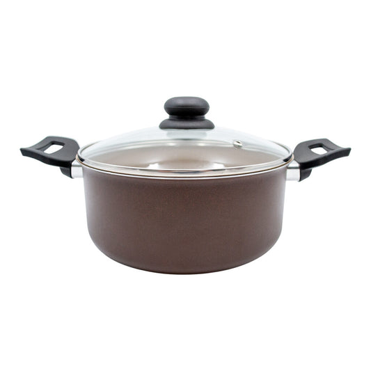 Panela Caçarola Alumínio Fundido Corten Nº 24 – 3,95 L c/ Tampa de Vidro | 5 Estrelas
