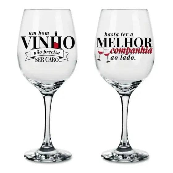 Kit 2 Taças de Vinho - Melhor Companhia | Brasfoot Presentes
