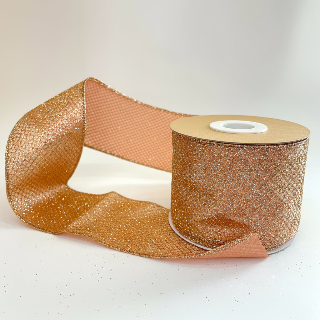 Fita Aramada em Linho com Glitter 6,3 cm × 9,14 m FlorArte | Ideal para Laços, Presentes e Decoração de Natal